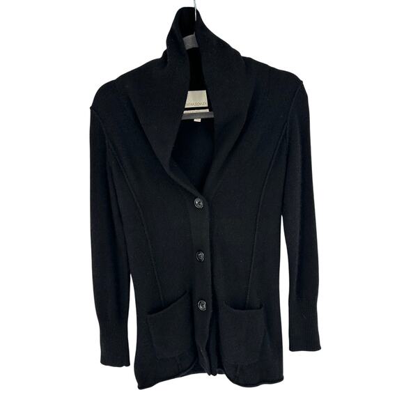 Cynthia Rowley Black 2-Ply 100% Cashmere Cardigan Long Sleeve Pockets Winter S - Picture 1 of 9